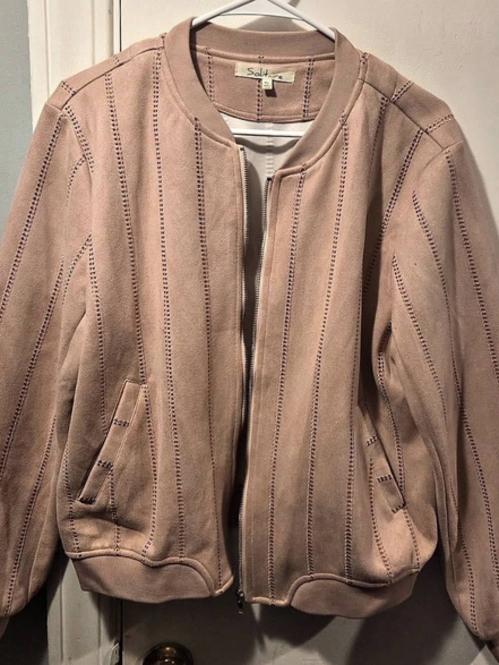 Salture Striped Bomber Jacket in Pink Size XL Like New